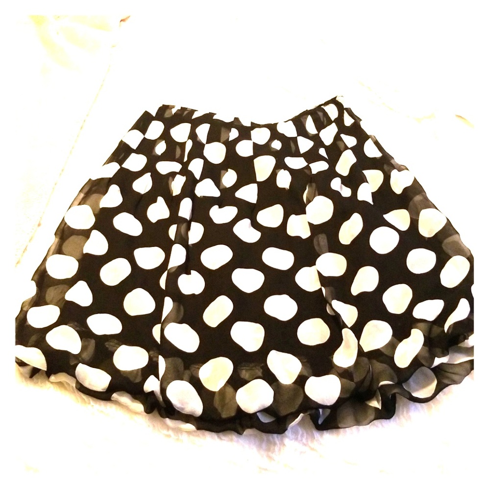 Worthington Silk Black and White Polka Dot Skirt 4